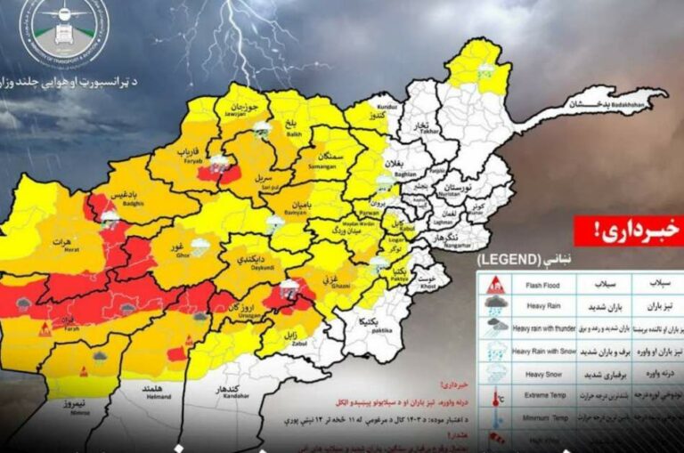 هشدار هواشناسی افغانستان؛ بارندگی شدید و خطر سیل در ۲۸ ولایت